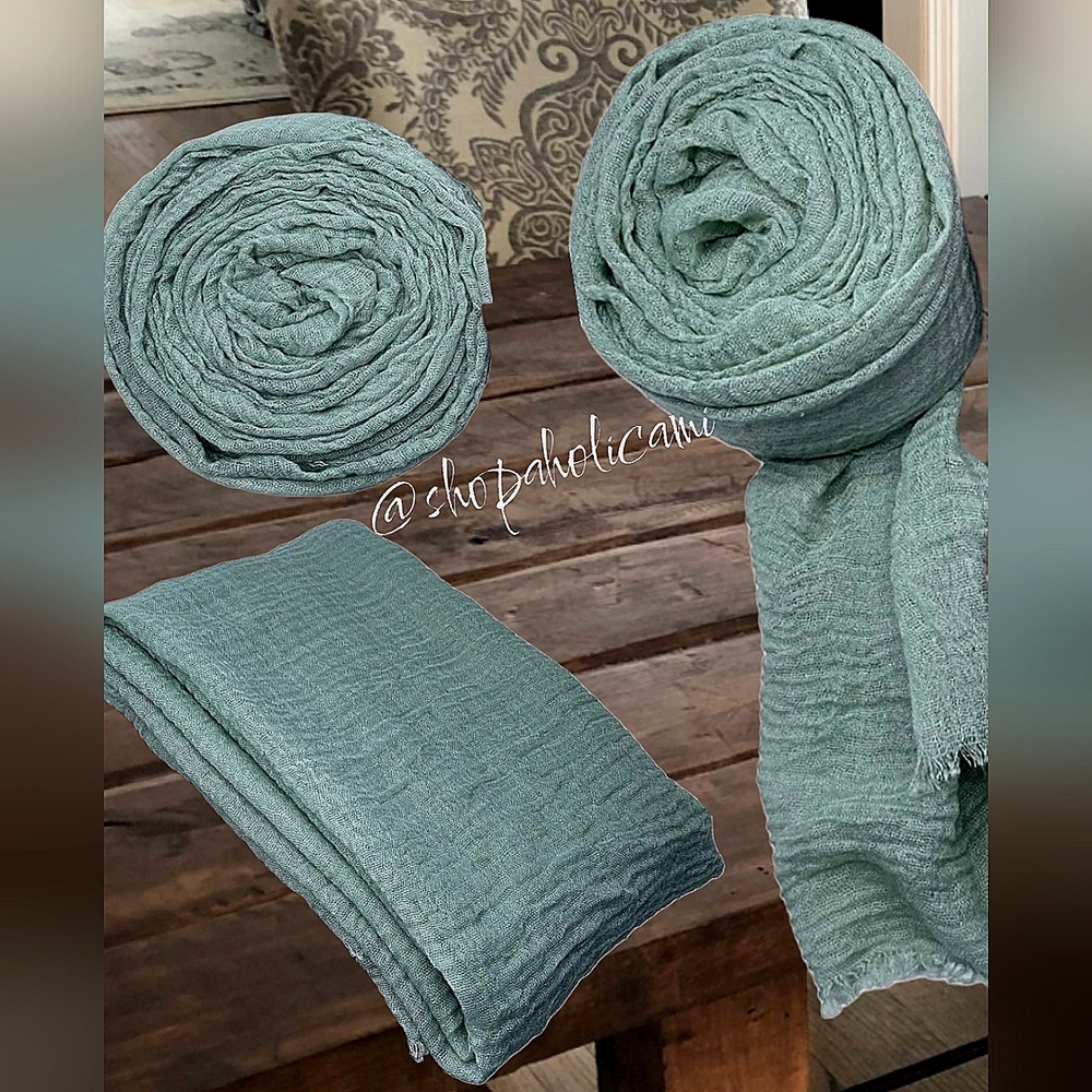 Sea Foam Handmade Cotton Hemp Scarf Shawl Headwrap cover Gift idea